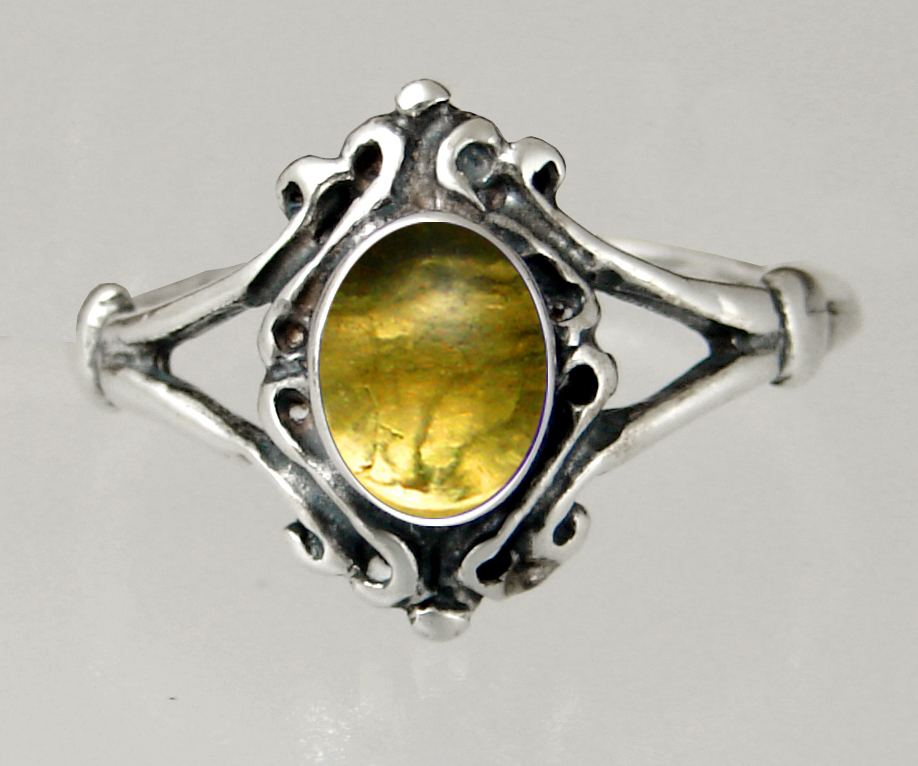 Sterling Silver Victorian Citrine Ring Size 6